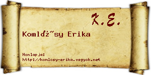 Komlósy Erika névjegykártya